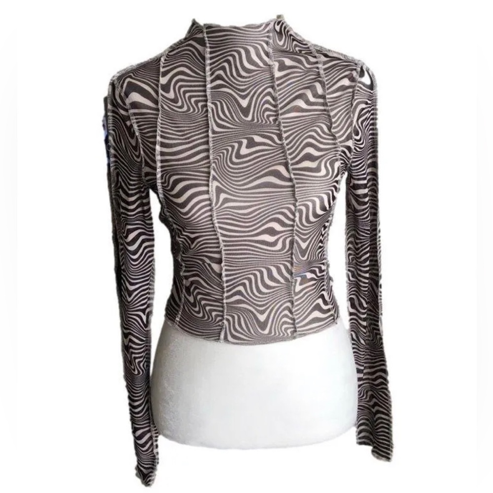 H&M Sheer Mesh Cropped Mock Neck Top